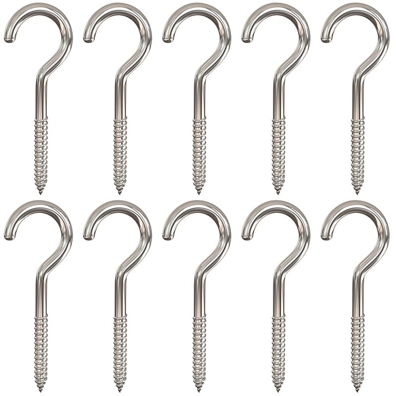 Axe Sickle 4 Inch Heavy Duty Large Screw Hook Ceiling Hook Cup Hook Silver 10 Pcs - Image 5